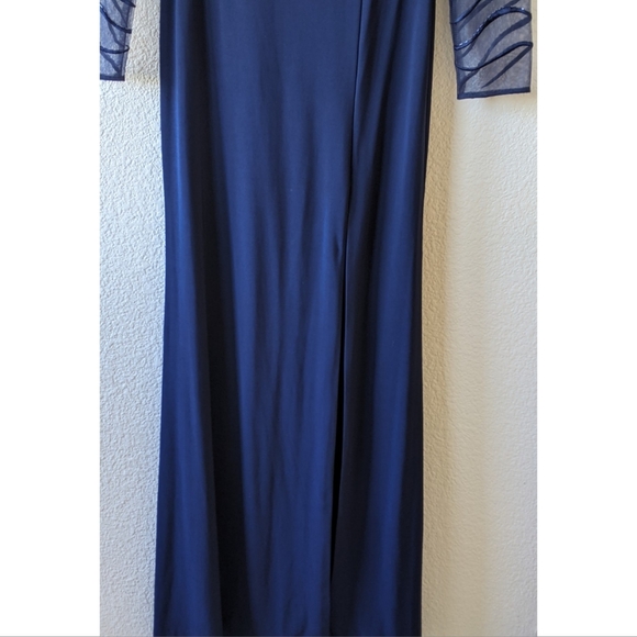 Basix black label navy embellished illusion gown - Picture 5 of 13